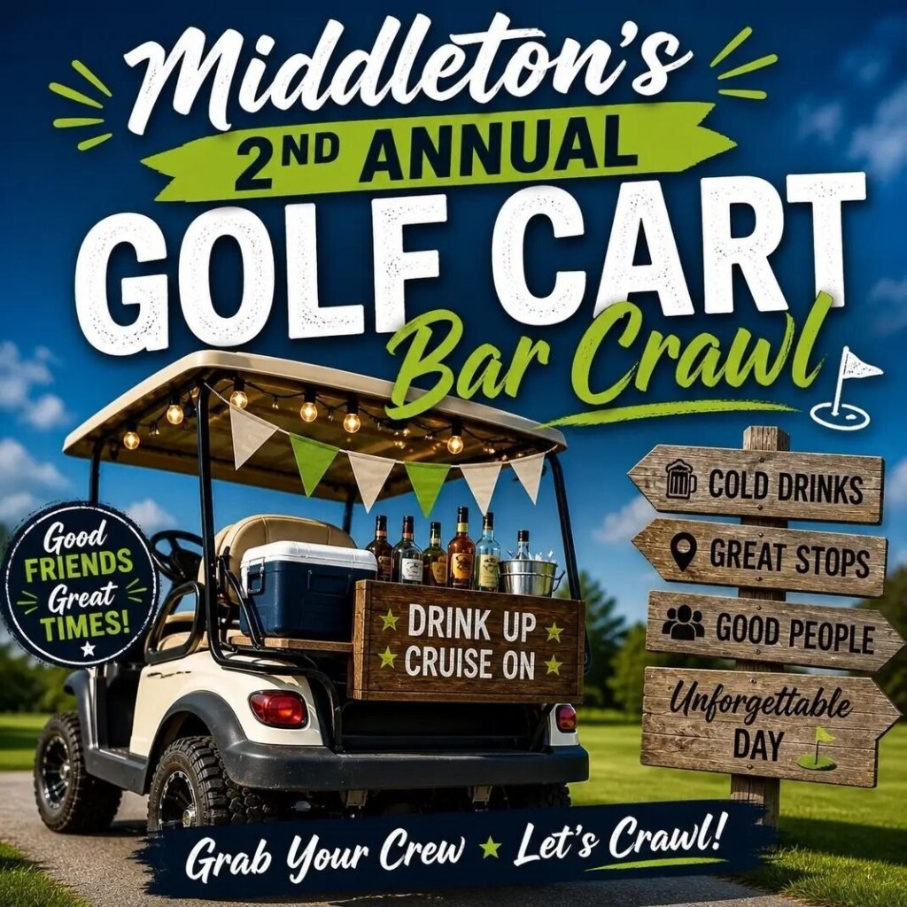 Middleton's 2nd Annual Golf Cart Bar Crawl flyer